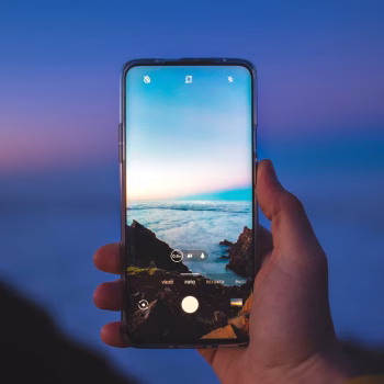smartphone em modo câmera